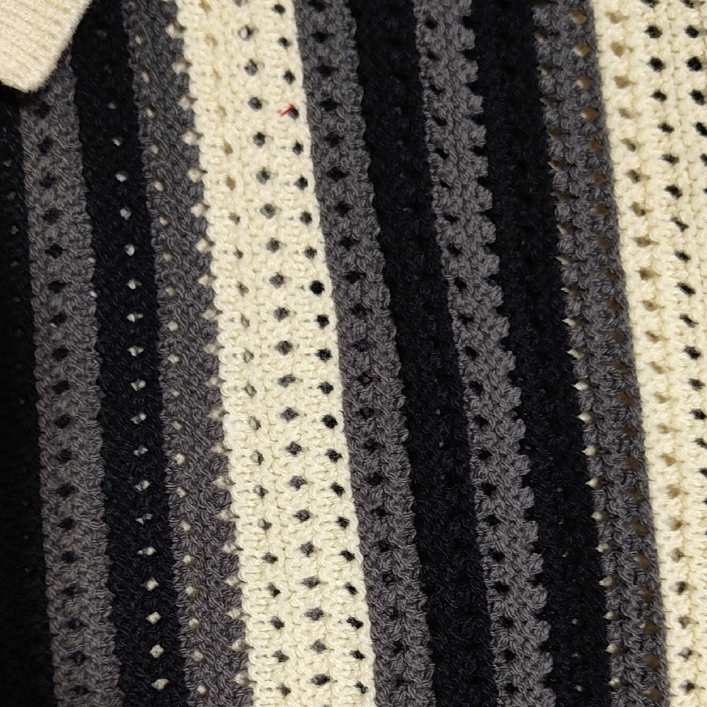 Urban Outfitters Black and Cream Striped Button Down Shirt - Picture 3 of 8